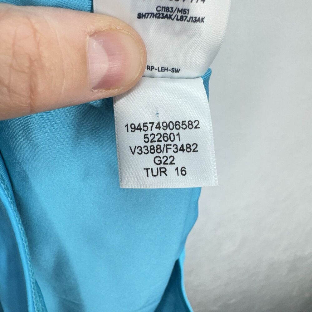 Lands End High Waisted Bikini Swim Bottoms Size 16 Turquoise Chlorine Resistant - Picture 6 of 9